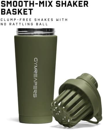 Gymreapers Stainless Steel Protein Shaker Bottle - Double Wall Insulated, Leak Proof, BPA-Free Metal Vacuum Blender Cup For Gym, Sports, Pre & Post-Workout Cold Hydration - 26 OZ (OD Green) - Image 3