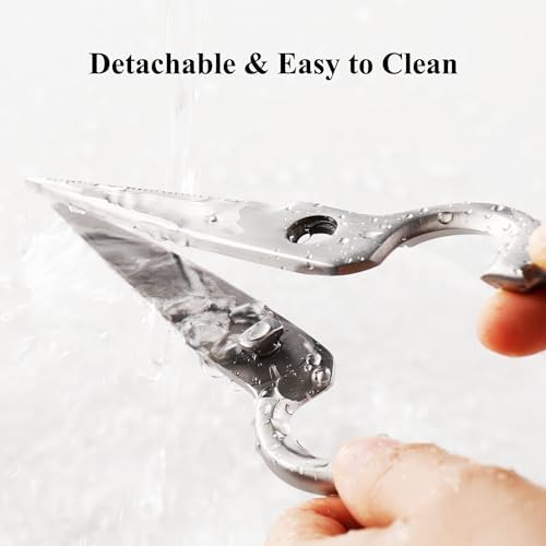 Heavy Duty Kitchen Scissors - Stainless Steel Kitchen Shears, Ultra Sharp Micro Serrated Poultry Shears, Cooking Scissors for Meat, Dishwasher Safe