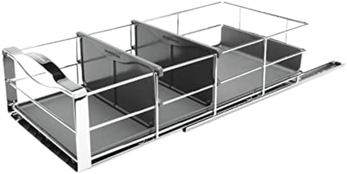 simplehuman 9-Inch Pull-Out Cabinet Organizer, Under Cabinet Sliding Drawer for Kitchen Bathroom, Heavy-Gauge Steel Frame, Removable Drip Guard, Ball-Bearing Tracks, Grey Plastic