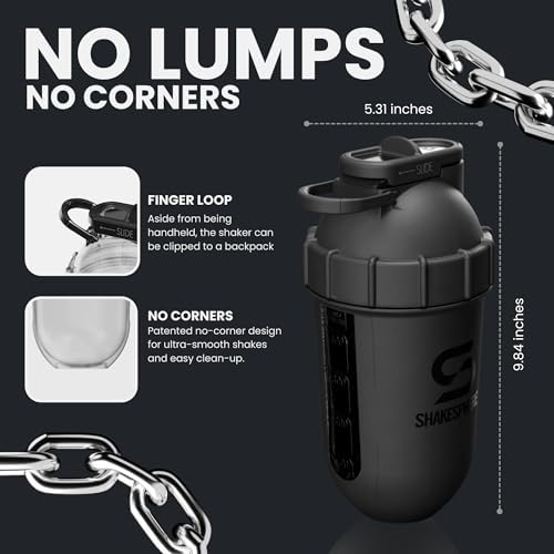 Tumbler View 24oz Shaker, Clear Window, Bladeless, Matte Black
