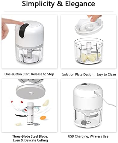 (100+250+350ML) White 3 Pcs Cordless Mini Food Chopper,Small Food Processor for Garlic,Nut,Meat - Image 3