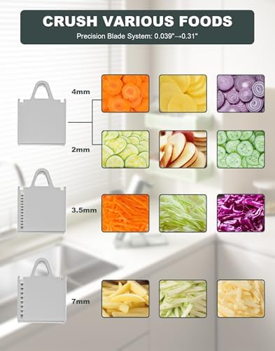 Eletronova Safe Mandoline Slicer for Kitchen, Vegetable Slicer with Container, French Fry Cutter, All in 1 Julienne Slicer for Potato, Thickness Adjustable, Detachable Blade (Light gray-blue) - Image 3