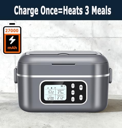27000mAh Cordless Electric Heated Lunch Box for Adults 2 x 6.3 cups