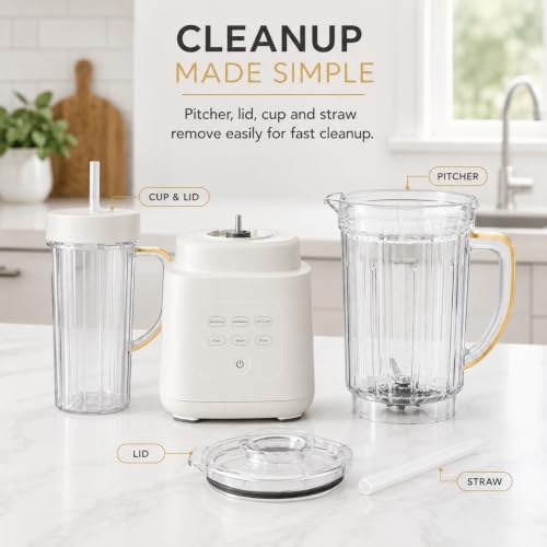 Power Exact Countertop Blender System, 700W Motor, 50oz Tritan Jar, 20oz To-Go Cup, 4 Presets, 3 Speeds PrecisionSense Technology (white) - Image 5