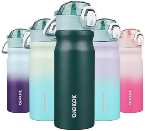 BJPKPK 18 oz Water Bottle with Straw & Handle, Insulated Stainless Flask by BJPKPK