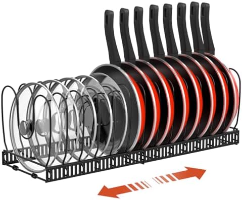 Pot and Pan Lid Organizer Holder Storage Rack, Black
