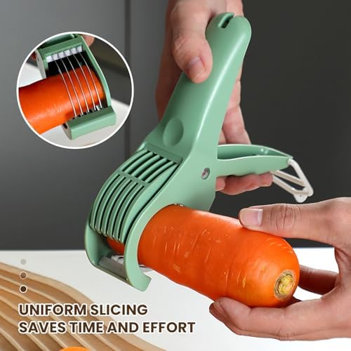 Upgrade 2 pack Stainless Steel Banana Strawberry Cucumber Carrot Egg Sausage Thin Slicer Cutter kitchen gadget (green) - Image 5
