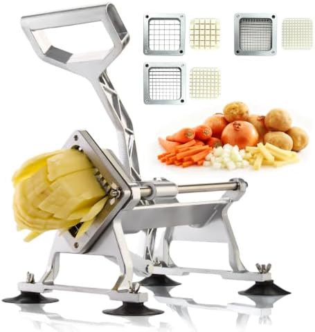 Commercial French Fry Cutter Stainless Steel Potato Cutter for with 1/2,1/3 and 3/8 Inch Blade, Heavy Duty Potato Slicer Manual Potato Chopper Set for Sweet Potato, Carrot, Cucumbers by YODHOSA