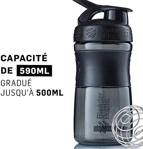 BlenderBottle SportMixer Tritan Grip Shaker Bottle, Transparent Black/Grey, 20-Ounce - Image 4