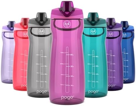 Pogo 64oz Plastic Water Bottle with Chug Lid and Carry Loop, Fuchsia by Pogo