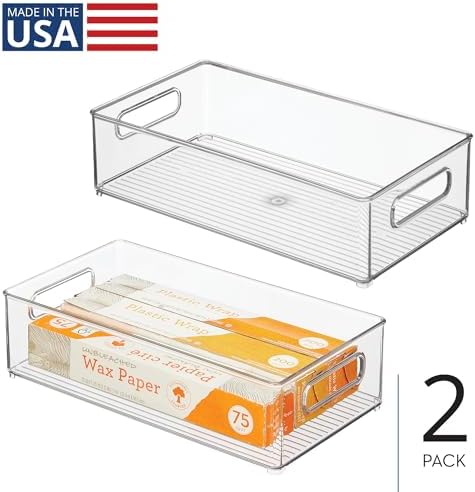 Stackable Fridge Bin, Clear, Set of 2
