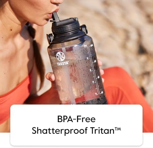 Motivational Water Bottle with Straw Lid and Time Marker (64 oz, Vivacity Purple) - Leakproof, BPA Free Water Bottle for Daily Intake Tracking