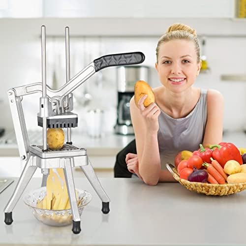 ROVSUN Commercial Vegetable Chopper French Fry Cutter Potato Slicer Fruit Chopper, Super Value Set of Suction Feet, 1/2'', 3/8'', 1/4'', 8-Wedge Blades and Pusher Blocks for Restaurant, Home & Kitchen - Image 7