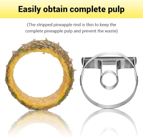 Kitchen Pineapple Peeler Corer, Stainless Steel Cutter Fruit Slicer Core Remover Spiral Easy Tool for Homemade Camp Restaurant Hotel 3inch