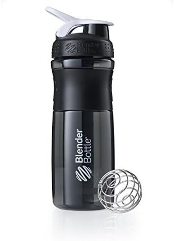 BlenderBottle SportMixer Tritan Grip Shaker Bottle, Transparent Black/White, 28-Ounce by BlenderBottle