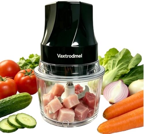 Food Chopper Electric, Dual Blades with 2 Speed Button, Overheat Protection + Safety Lock, Hand Wash or Dishwasher Safe, Rubber Anti-Slip Pad, 200W Motor, 1L Plastic Bowl