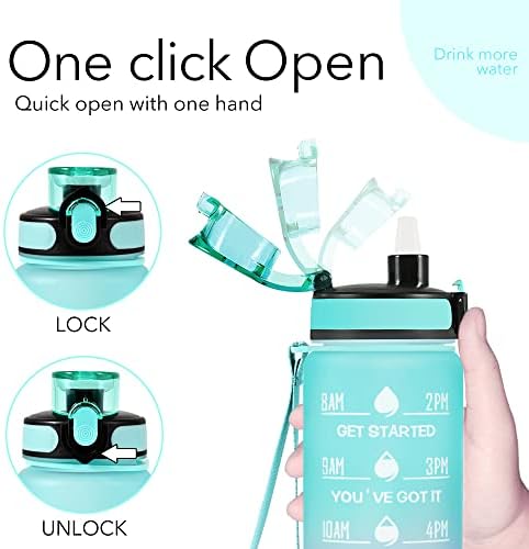32 oz Water Bottles with Strap & Straw, Sport Motivational Water Bottles