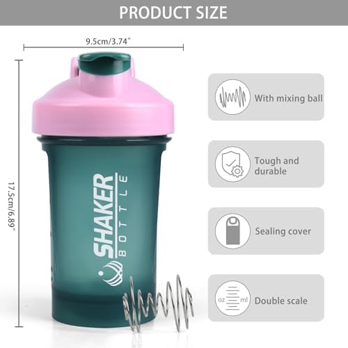 400ml Protein Shaker Bottle,Gym Small Shakes Cup with Mixing Ball - Image 2