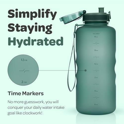 Motivational Water Bottle with Time Marker & Fruit Infuser 64 oz