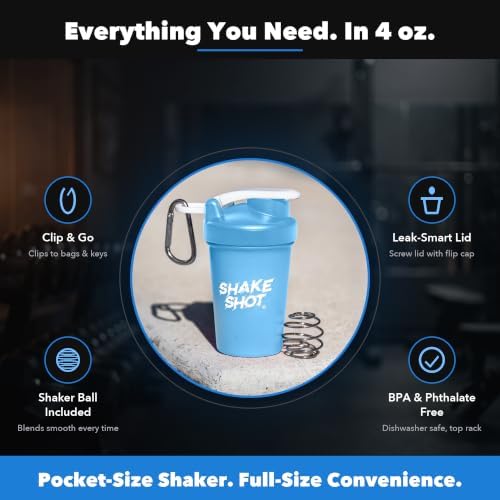 Blue 4oz Mini Shaker Bottle for Creatine, Pre Workout, Matcha - Image 3