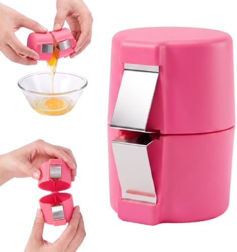 Egg Shell Opener, Egg Shell Cutter, 2027 Upgraded Handheld Egg Opener for Hard Boiled Eggs, Egg Cracker Tool for Raw Egg, Stainless Steel Eggshell Breaker Eggs Shell Cutter (Pink, 4pcs) by Unknown