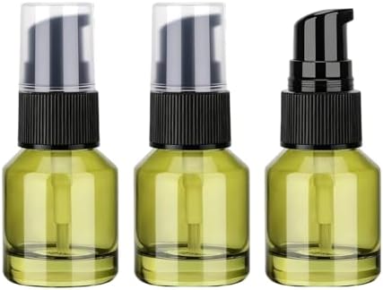 3pcs 0.5oz Glass Lotion Pump Bottles, Green Refillable Travel Bottles by Unknown