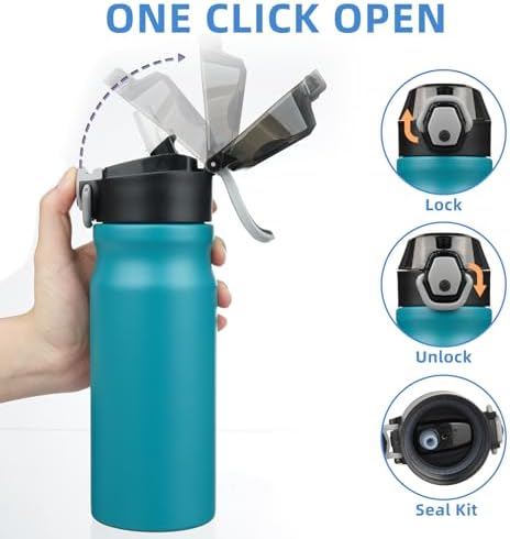 BJPKPK 18 oz Water Bottle with Straw & Handle, Insulated Stainless Flask - Image 3