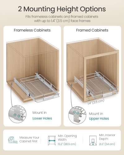 Pull Out Cabinet Organizer 14.6" W x 21.3" D, Easy Pull-Out
