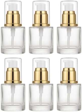 6Packs 20ml Clear Glass Lotion Pump Bottles, Golden by Unknown