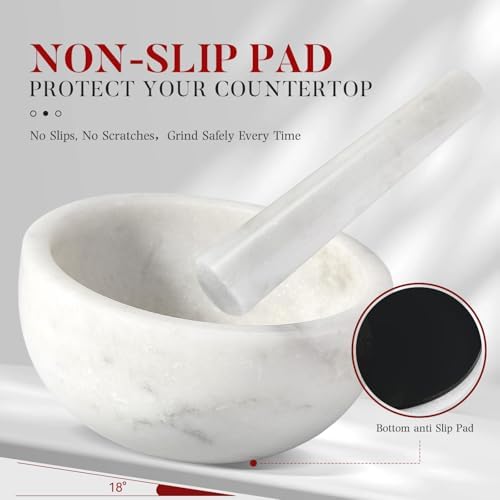 Marble Mortar and Pestle Set, 7"-4 Cups Grinder Bowl for Guacamole, Salsa, Pill Crusher, Spice, Herb, Garlic, Nut, Heavy Duty Grinder for Kitchen(Namib Fantasy)