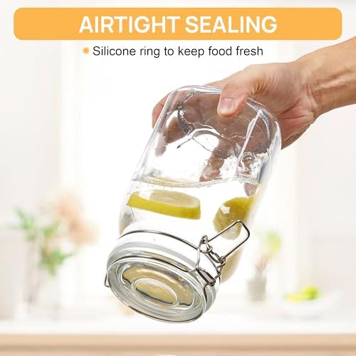 50oz Glass Food Storage Jars with Airtight Clamp Lids, 3 Pack