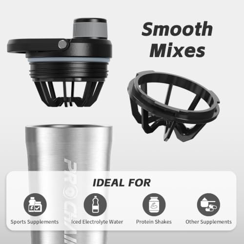 PROCHAIN Insulated Stainless Steel Protein Shaker Bottle, 20oz Metal Mixer - Image 4