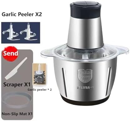 3L Multfunctional Garlic Peeler Household Electric Meat Grinder Garlic Shredder Fruit and Vegetable Chopper Kitchen Tool For Onion, Meat, Nuts, Fruits, Garlic, Vegetables(Black,Two knife) - Image 2