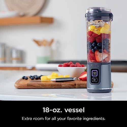 Ninja BC151NV Blast Portable Blender, Cordless, 18oz. Vessel, Personal Blender-for Shakes & Smoothies, BPA Free, Leakproof-Lid & Sip Spout, USB-C Rechargeable, Dishwasher Safe, Denim Blue (Renewed) - Image 3