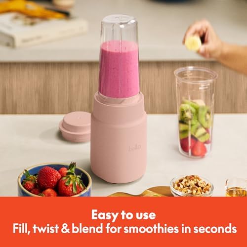 bella 6 Pcs Portable Rocket Blender, Juicer & Smoothie Maker, Press & Twist Design, EverGood™ & BPA Free Dishwasher Safe Parts, 4 Tip Stainless Steel Blade, Cord Wrap, 240 Watt Motor, Blossom - Image 3