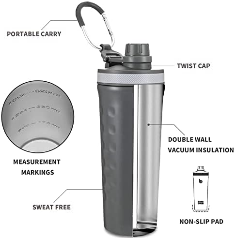 BOTTLE BOTTLE Shaker Bottle 26 oz Protein Shaker Grey - Image 2