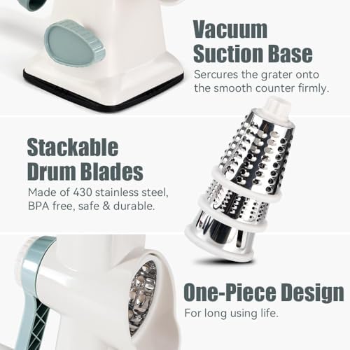 KEOUKE Rotary Cheese Grater, Hand Crank Shredder Slicer - Image 5