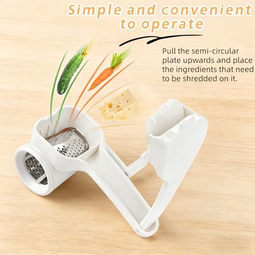 Manual Rotary Cheese Grater, Stainless Steel Drum, Easy Clean