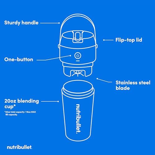 nutribullet Flip Portable Blender with Insulated Cup, Cordless, Matte Indigo, NBPB50350IND - Image 4