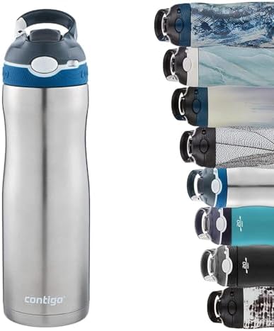 Ashland Chill Autospout Water Bottle with Flip Straw, Stainless Steel Thermal Drinking Bottle,Leakproof,Grey, BLue, 590 ml