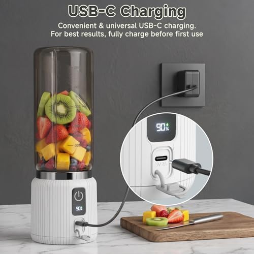 COKUNST Portable Blender, Small Smoothie Blender with LED Display, White - Image 5