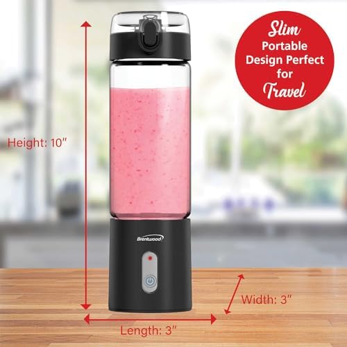 Brentwood 50-Watt 17-Oz. Portable Battery-Operated USB-Chargeable Glass Blender (Black) - Image 5