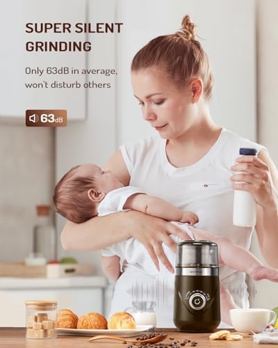 SHARDOR Electric Super Silent Blade Coffee Grinder, Timed Grind Control Rotary Knob, Adjustable Coarse to Fine for Coffee Beans, Spices & Herbs, with 1 Removable Stainless Steel Bowl, Coffee - Image 3