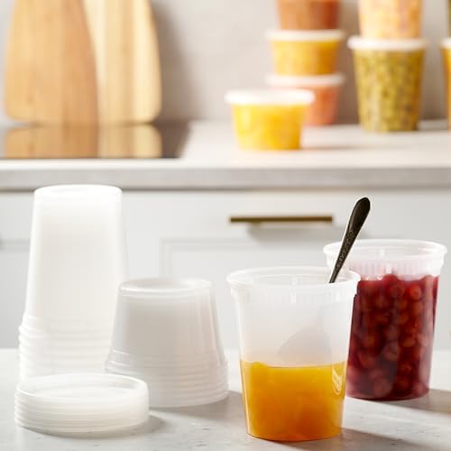 24 Pack 32 Oz Plastic Deli Containers with Lids, Clear Food Storage