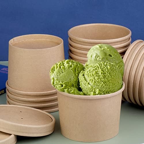 Wuadua 12 oz Disposable Kraft Paper Soup Containers with Lids- 25 Pack - Image 3