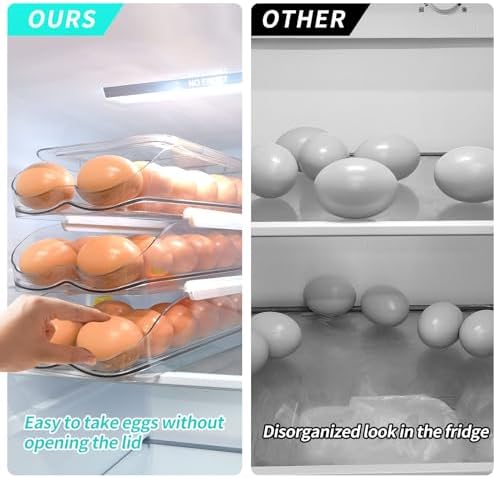 Egg Holder for Fridge, Automatic Rolling Egg Container -2 Tier