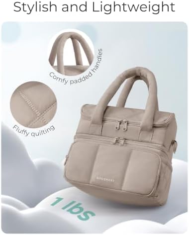 Lunch Bag Women, Double Deck Insulated Lunch Box, Camel