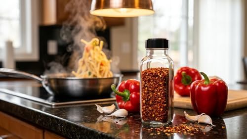 Glass Spice Jars with Shaker Lids - Spice Jars 16 oz for Food Storage, Spice Containers for Kitchen Organization and Storage, Bottles for Spices (Black - 16 Ounce 3 pack)