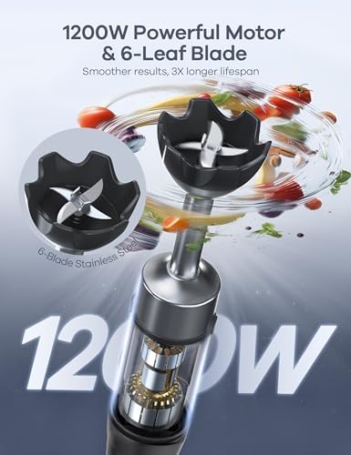 Immersion Blender Handheld, Max 1200W Hand Blenders Immersion 9-in-1