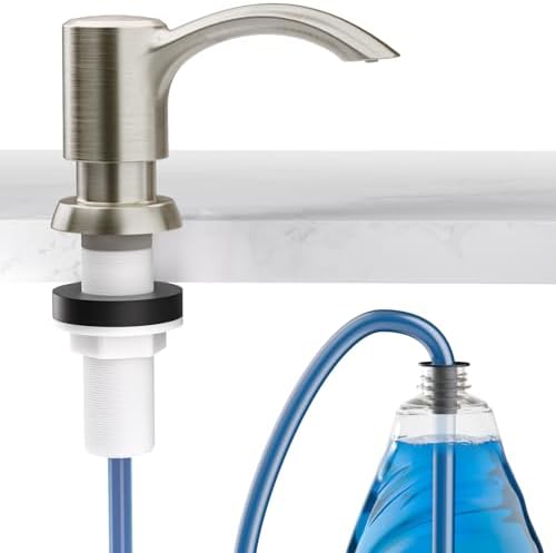 Built-in Kitchen Sink Soap Dispenser with Extension Tube Kit - Brushed Nickel Finish, Leak-Proof Design, No Top Refill Required (39" Tube)